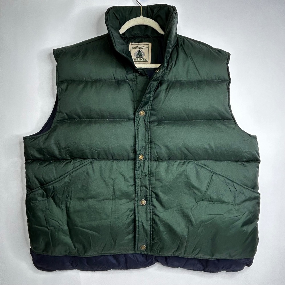 Vintage Northwest‎ Territory Mens XL Puffer Vest Green Quilted Outdoor Gorpcore